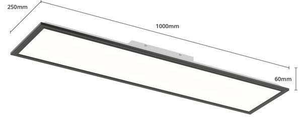 Briloner LED panel Piatto CCT távirányító, 100x25, fekete, dimmelhető, Fekete, Nappali / Étkező, fém, Modern