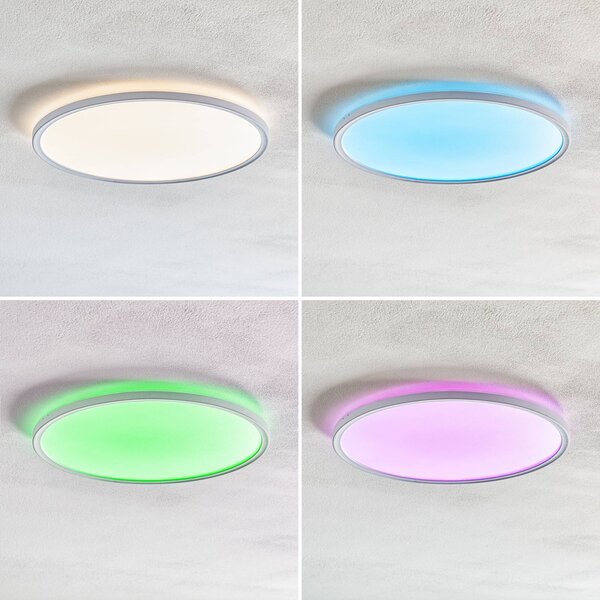 Briloner LED panel Slim kerek RGBW effekt Ø 42 cm fehér, dimmelhető, Fehér / opál, Nappali / Étkező, Műanyag, Modern