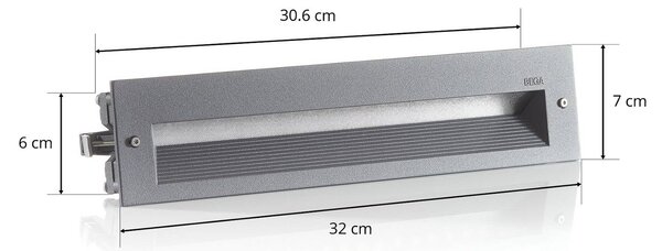 BEGA 33055 LED fali 3000K grafit 32 cm, Alu / szürke / cink, Folyosó, Alumínium