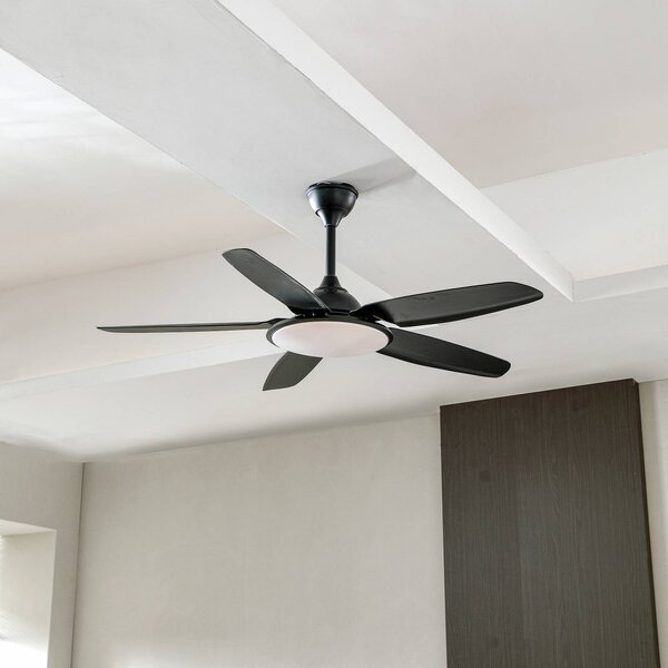 Lucande Divian LED mennyezeti ventilátor, fekete, DC, csendes, CCT, Fekete, Nappali / Étkező, fém, Modern