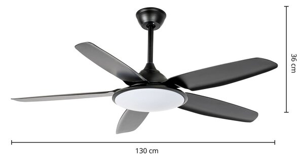 Lucande Divian LED mennyezeti ventilátor, fekete, DC, csendes, CCT, Fekete, Nappali / Étkező, fém, Modern