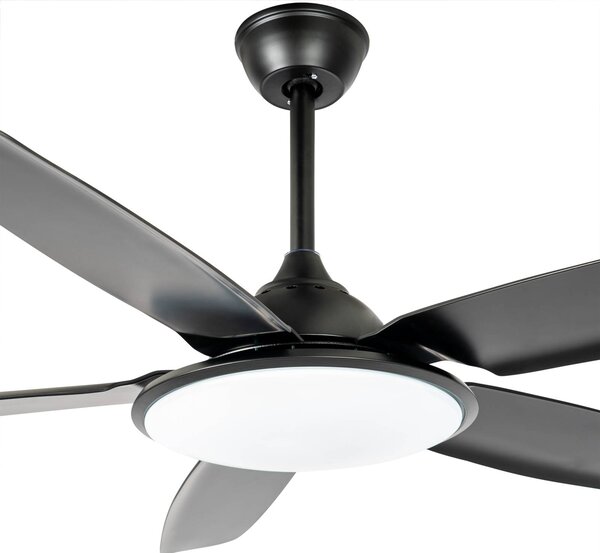 Lucande Divian LED mennyezeti ventilátor, fekete, DC, csendes, CCT, Fekete, Nappali / Étkező, fém, Modern