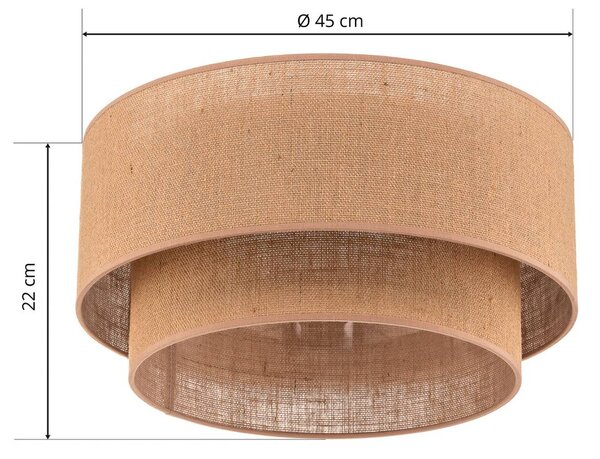 Euluna Boho mennyezeti világítás, barna, átmérő 45 cm, textil, dimmelhető, Barna / rozsda, Nappali / Étkező, Textil / szövet / selyem, Vidéki otthon / Rusztikus