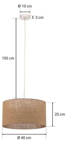 Duolla Lógó lámpa juta henger természetes barna Ø40cm 1 izzó, dimmelhető, Barna / rozsda, Nappali / Étkező, Textil / szövet / selyem, Vidéki otthon / Rusztikus