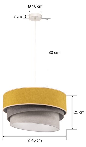 Duolla Lógó világítás Pastell Trio mustár/szürke/világosszürke, dimmelhető, Sárga / narancssárga, Nappali / Étkező, Textil / szövet / selyem