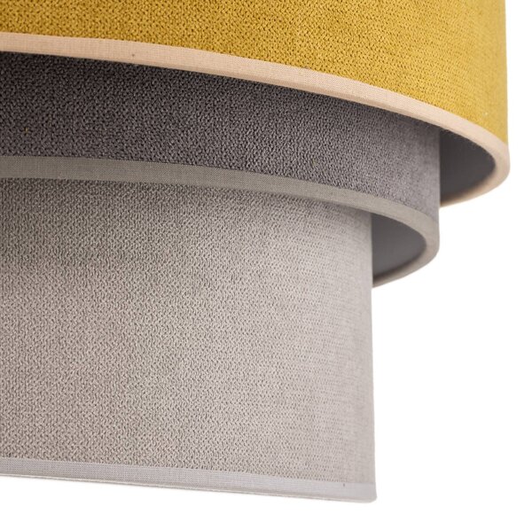 Duolla Mennyezeti lámpa Pastell Trio Ø 45cm mustár/szürke/világosszürke, dimmelhető, Sárga / narancssárga, Nappali / Étkező, Textil / szövet / selyem