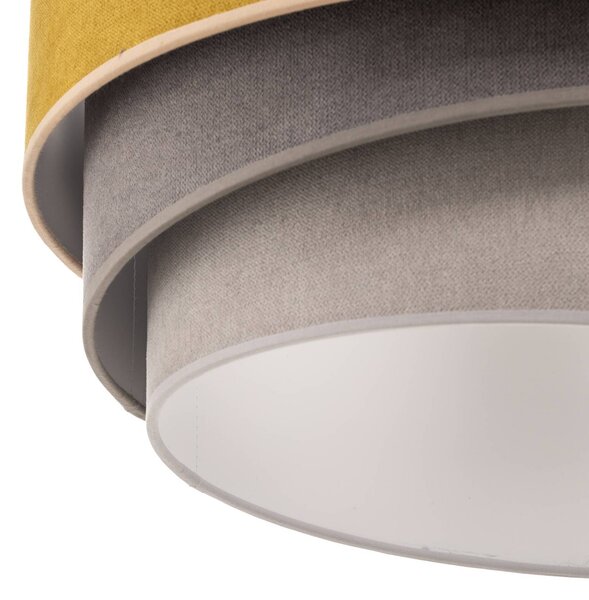 Duolla Mennyezeti lámpa Pastell Trio Ø 45cm mustár/szürke/világosszürke, dimmelhető, Sárga / narancssárga, Nappali / Étkező, Textil / szövet / selyem
