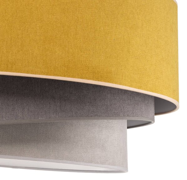 Duolla Mennyezeti lámpa Pastell Trio Ø 60 cm mustár/szürke/világosszürke, dimmelhető, Sárga / narancssárga, Nappali / Étkező, Textil / szövet / selyem, Fiatalos életstílus