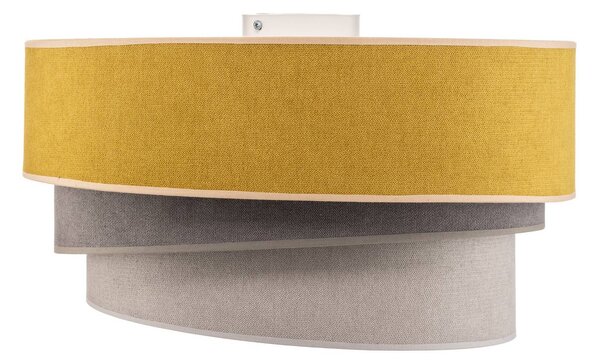 Duolla Mennyezeti lámpa Pastell Trio Ø 45cm mustár/szürke/világosszürke, dimmelhető, Sárga / narancssárga, Nappali / Étkező, Textil / szövet / selyem