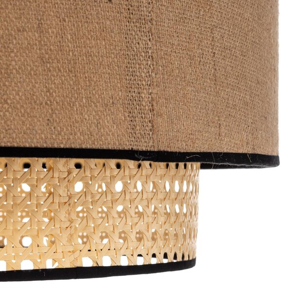 Duolla Boho mennyezeti lámpa, barna/fa/fekete, átmérő 45 cm, textil/rattan, dimmelhető, Világos fa, Nappali / Étkező, Textil / szövet / selyem, Vidéki otthon / Rusztikus