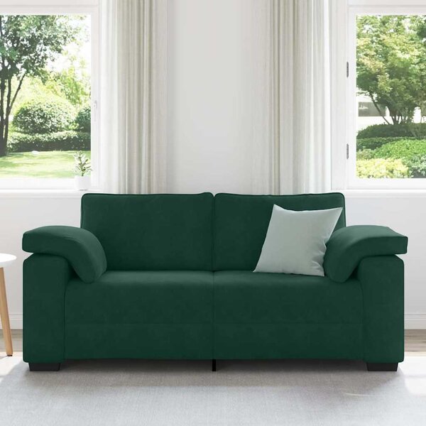 Sötétzöld bársony loveseat kanapé 180x77x82 cm