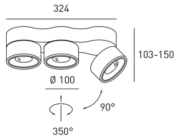 Egger Licht DLS LED reflektor Clippo Trio, 3-lángú, fehér, dimmelhető, dimmelhető, Fehér / opál, Dolgozószoba / Iroda, Alumínium, Modern