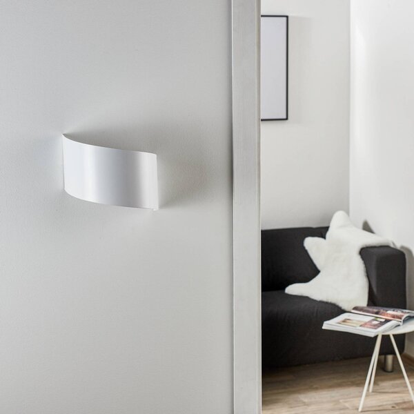 EMIBIG LIGHTING Vero fali világítás fehérre lakkozott acélból, dimmelhető, Fehér / opál, Nappali / Étkező, fém, Modern