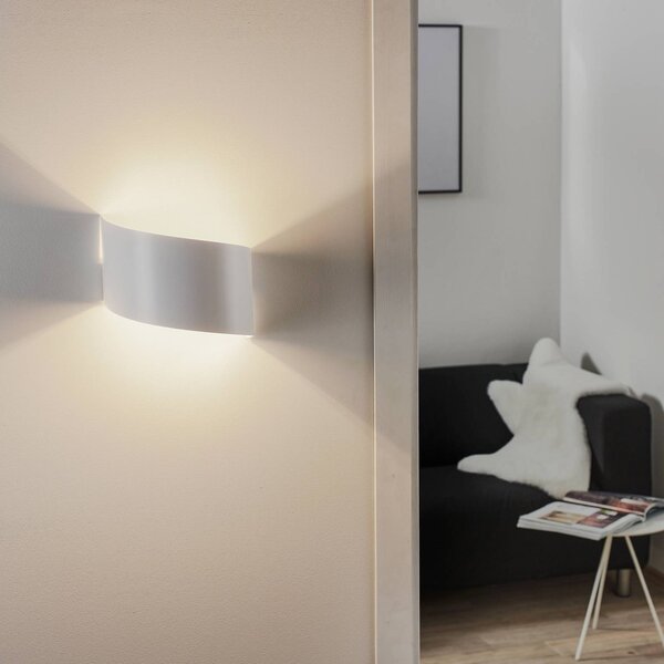 EMIBIG LIGHTING Vero fali világítás fehérre lakkozott acélból, dimmelhető, Fehér / opál, Nappali / Étkező, fém, Modern
