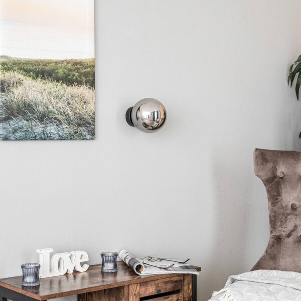 EMIBIG LIGHTING Fali világítás Glassy, fekete, grafit, üveg, E14, Ø 14 cm, dimmelhető, Fekete, Nappali / Étkező, Üveg, Modern