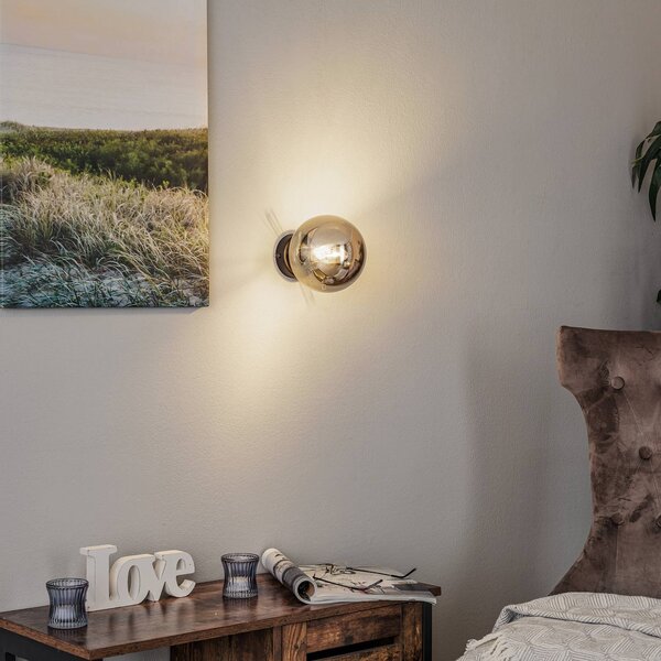 EMIBIG LIGHTING Fali világítás Glassy, fekete, grafit, üveg, E14, Ø 14 cm, dimmelhető, Fekete, Nappali / Étkező, Üveg, Modern