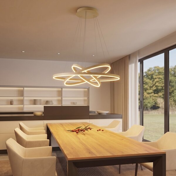 Függőlámpa Arcchio, Albiona, dimmable, Bézs, Nappali, Fém, Modern