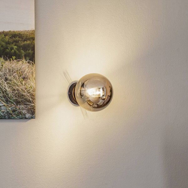 EMIBIG LIGHTING Fali világítás Glassy, fekete, grafit, üveg, E14, Ø 14 cm, dimmelhető, Fekete, Nappali / Étkező, Üveg, Modern