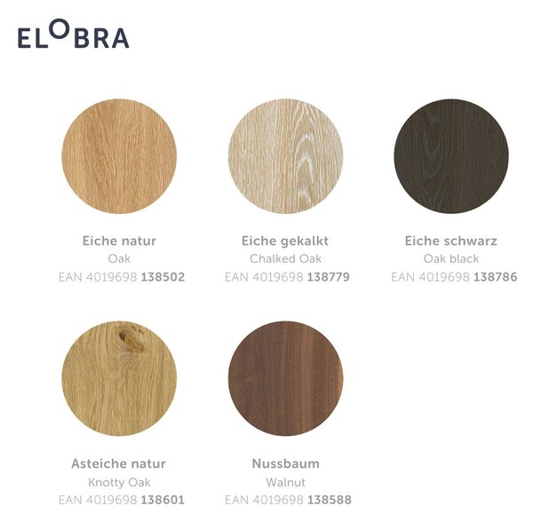 Elobra LED fali lámpa Colombia, natúr tölgy, dimmelhető, Világos fa, Nappali / Étkező, Fa, Modern