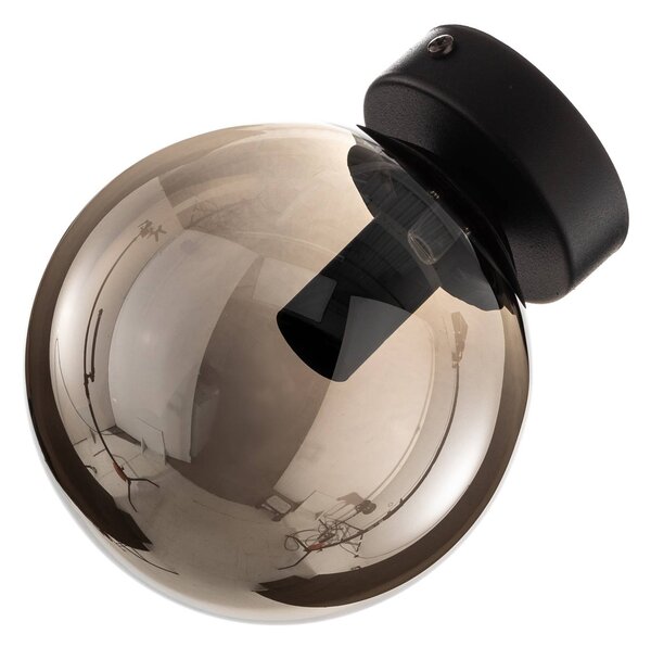 EMIBIG LIGHTING Fali világítás Glassy, fekete, grafit, üveg, E14, Ø 14 cm, dimmelhető, Fekete, Nappali / Étkező, Üveg, Modern