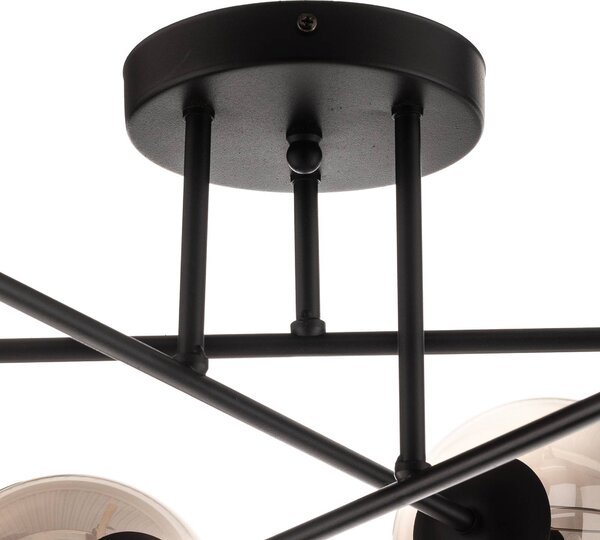EMIBIG LIGHTING Üveges mennyezeti lámpa, fekete, grafit, üveg, 6 lámpás, E14, dimmelhető, Fekete, Nappali / Étkező, Üveg, Modern