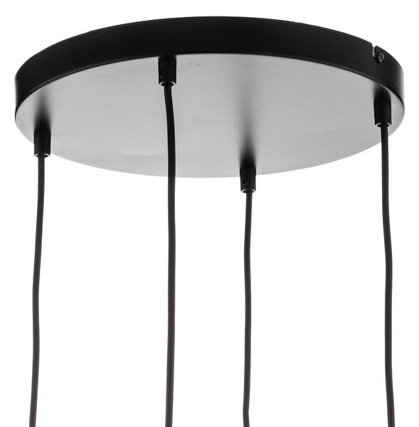 EMIBIG LIGHTING Starla függő lámpa, kerek, 4-lámpás, grafit/borostyán/átlátszó, dimmelhető, Fekete, Nappali / Étkező, Üveg, Modern