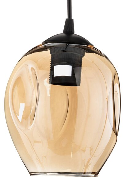 EMIBIG LIGHTING Starla függő lámpa, 1 izzó, üvegburás, borostyánszínű, dimmelhető, Fekete, Nappali / Étkező, Üveg, Modern