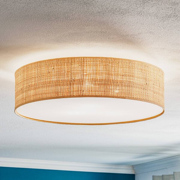 Eko-Light Leano mennyezeti világítás, világos fa, rattan, Ø 50 cm, dimmelhető, Világos fa, Nappali / Étkező, Fa