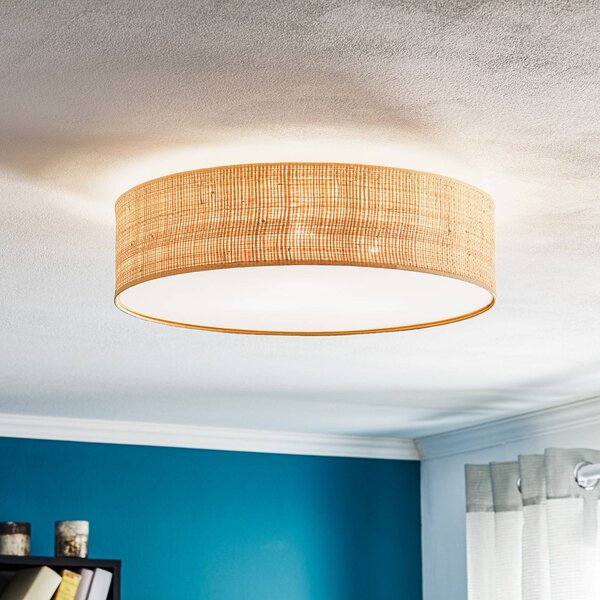 Eko-Light Leano mennyezeti világítás, világos fa, rattan, Ø 50 cm, dimmelhető, Világos fa, Nappali / Étkező, Fa