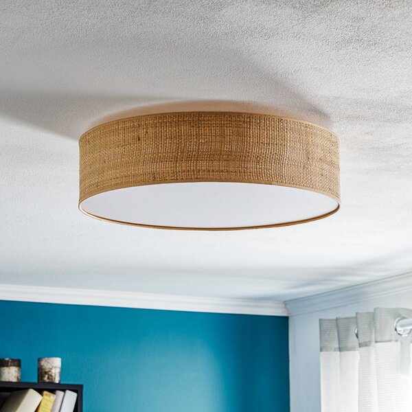 Eko-Light Leano mennyezeti világítás, világos fa, rattan, Ø 50 cm, dimmelhető, Világos fa, Nappali / Étkező, Fa