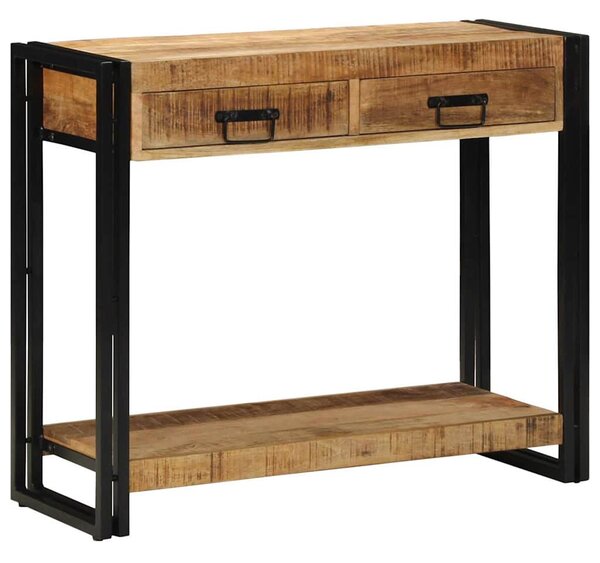 Konzolasztal fiókkal Barna 90 x 33 x 75 cm Tömör Mangófát