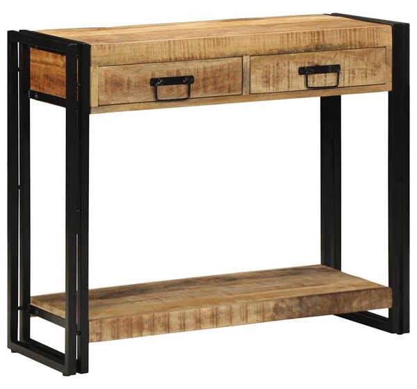 Konzolasztal fiókkal Barna 90 x 33 x 75 cm Tömör Mangófát