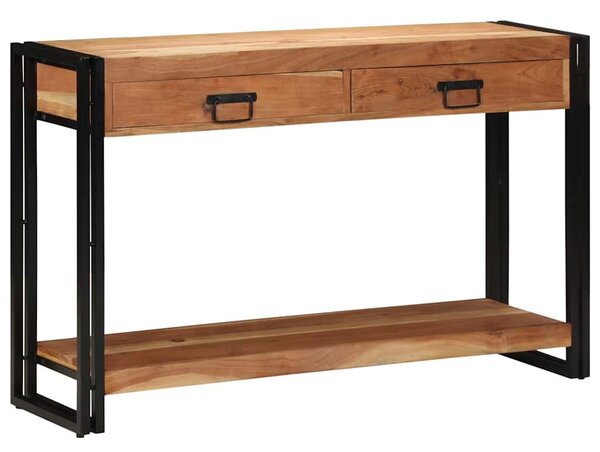 Konzolasztal fiókkal Barna 120 x 33 x 75 cm Tömör Akácfa
