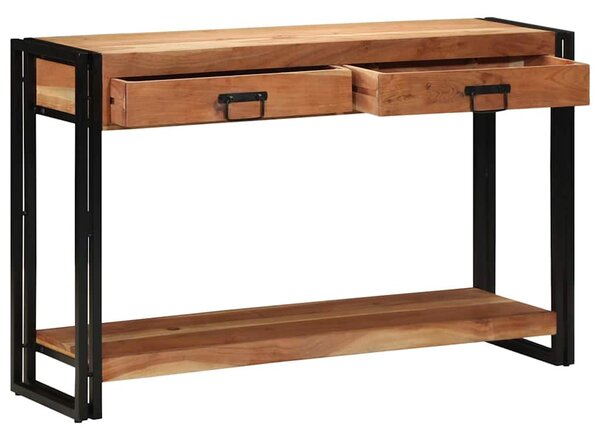 Konzolasztal fiókkal Barna 120 x 33 x 75 cm Tömör Akácfa