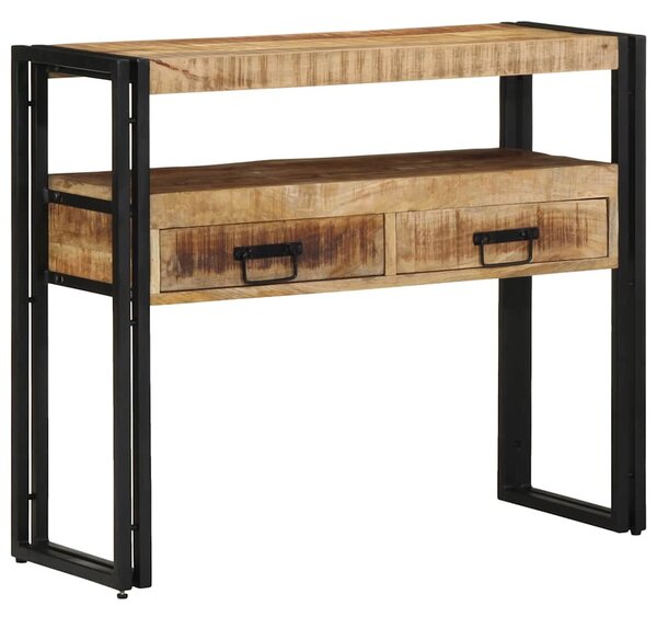 Konzolasztal fiókkal Barna 90 x 33 x 75 cm Tömör Mangófát