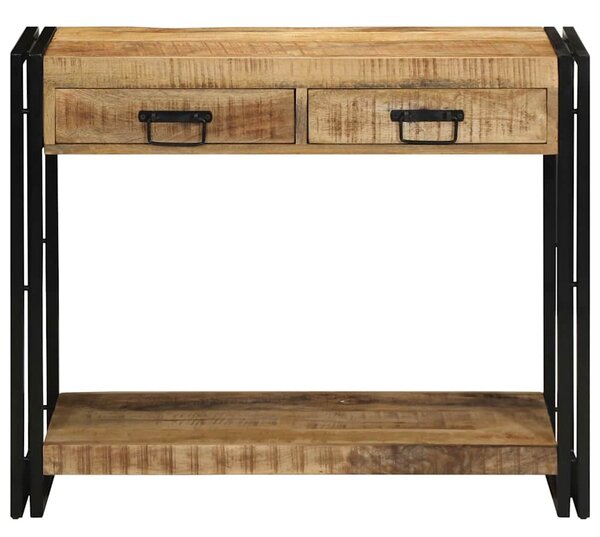 Konzolasztal fiókkal Barna 90 x 33 x 75 cm Tömör Mangófát