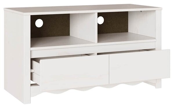 TV szekrény fiókkal Drammen Fehér 99 x 43 x 55 cm Tömör fenyőfa