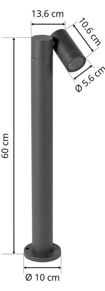 PRIOS Prios útvilágítás Tulimar, 1-lámpás, 60cm, fém, IP65, dimmelhető, Fekete, Alumínium, Modern