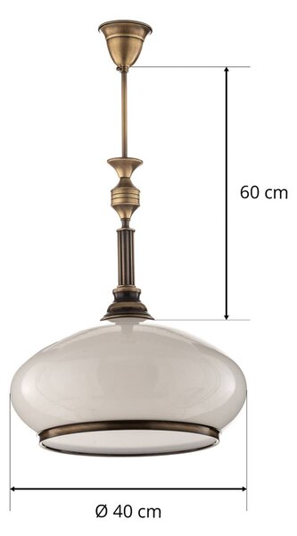 Jupiter Petro függő világítás üvegburával, 1 izzóval, dimmelhető, Bronz / antik sárgaréz, Nappali / Étkező, fém, Antik