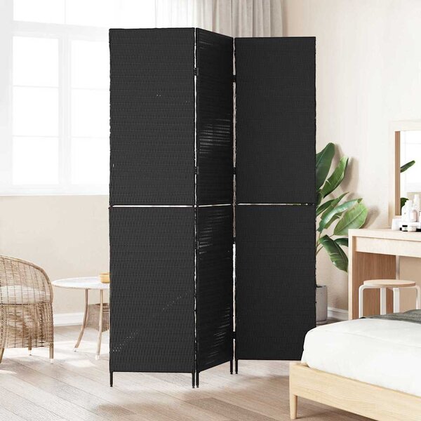 Szobaelválasztó Fekete 146 x 180 cm polirattan