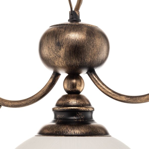 Jupiter Casale függesztett lámpa, 3 izzós, hossza 74 cm, dimmelhető, Bronz / antik sárgaréz, Nappali / Étkező, fém, Antik