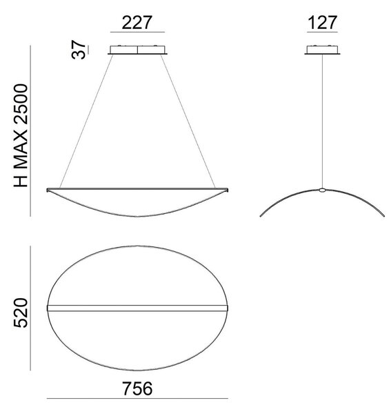 Stilnovo Diphy LED lógó világítás, 76 cm, DALI-dimmelhető, dimmelhető, Fehér / opál, Nappali / Étkező, Alumínium, Modern
