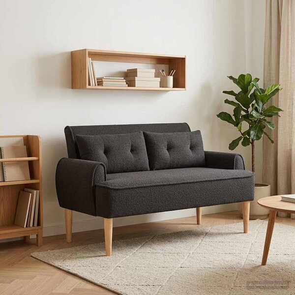 Gombra tűzött loveseat Fekete 117 x 67 x 77 cm Bouclé
