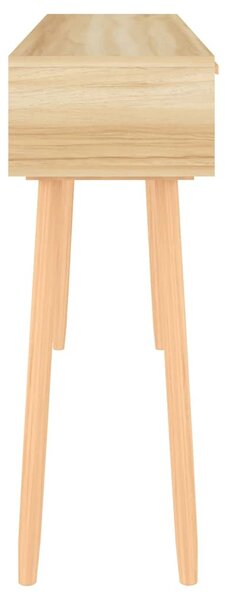 Barna tömör fenyő és természetes rattan kisasztal 105x30x75 cm