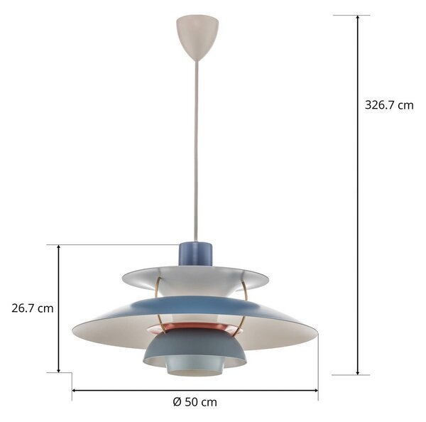 Louis Poulsen PH 5 500 lógó világítás, kék, Ø 50 cm, dimmelhető, Kék, Nappali / Étkező, Alumínium, Dizájn