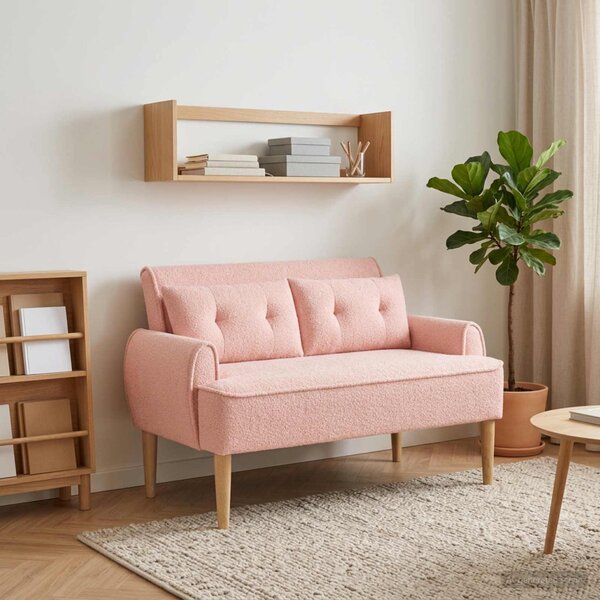 Gombra tűzött loveseat Rózsaszín 117 x 67 x 77 cm Bouclé