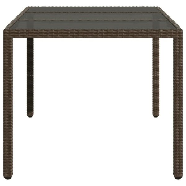 VidaXL Polyrattan Kerti Asztal - Üveglap - 150x90x75cm