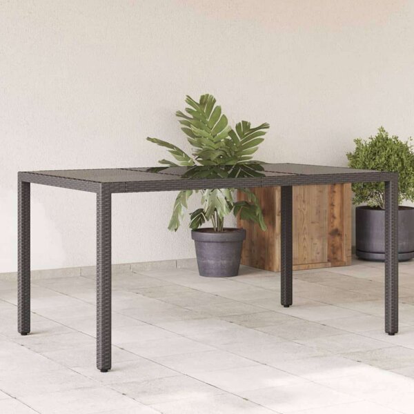 VidaXL Polyrattan Kerti Asztal - Üveglap - 150x90x75cm