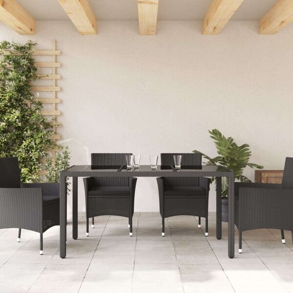 VidaXL Polyrattan Kerti Asztal - Üveglap - 150x90x75cm