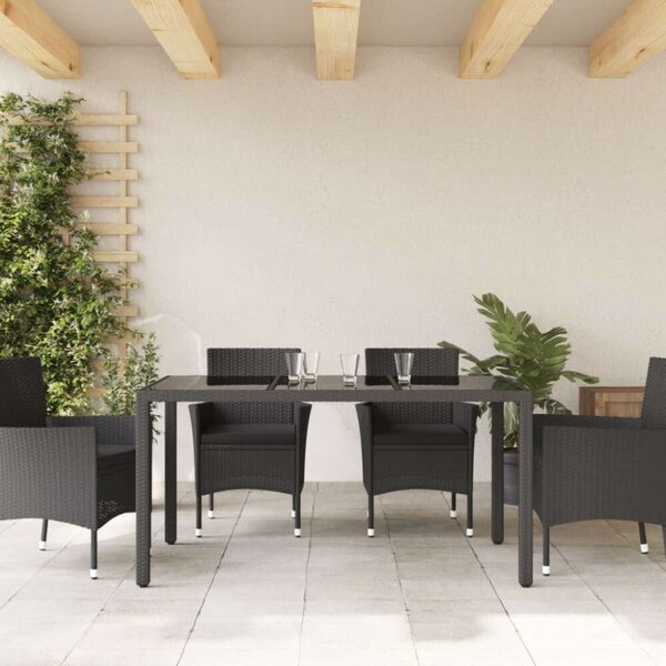 VidaXL Polyrattan Kerti Asztal - Üveglap - 150x90x75cm